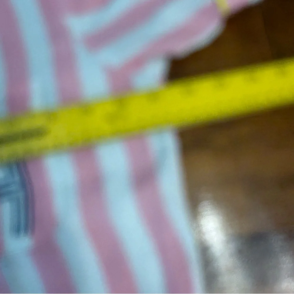 Katie Kime Retro Stripe Pink White Pajama Set Yellow HH on pocket size medium - Picture 6 of 12